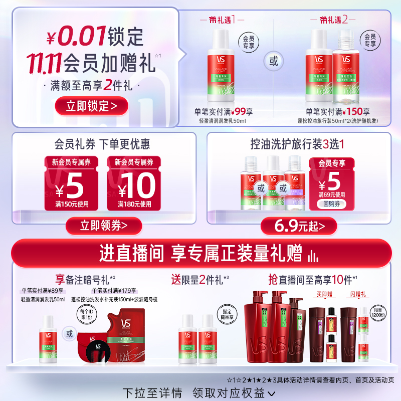 双11现货：沙宣控油/强韧洗护套装 福利价仅69.8元秒杀！