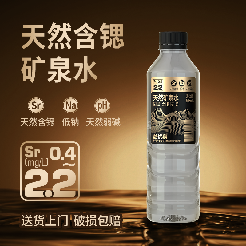 双11现货：益优泉508ml*20瓶天然矿泉水低钠富锶 福利价仅17.9元秒杀！