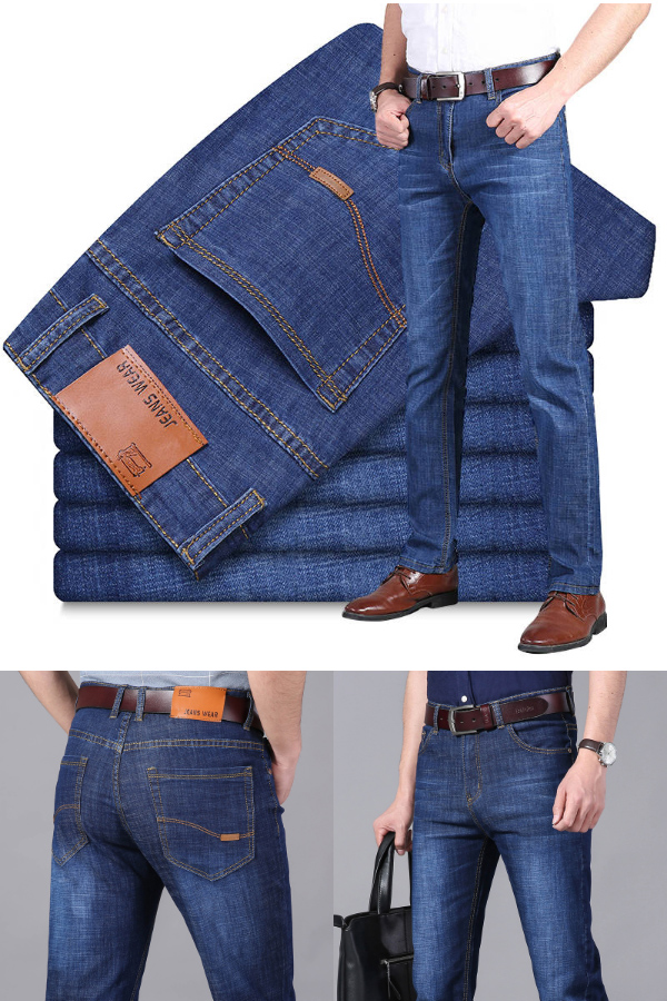 淘金币活动：男士休闲简约百搭弹力宽松直筒牛仔裤 福利价仅49元秒杀！