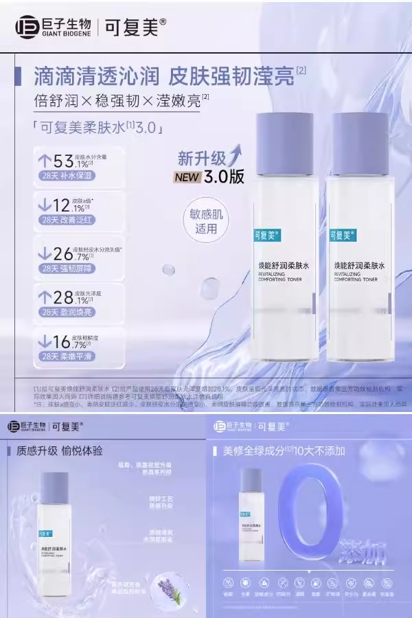 热销爆品：可复美爽肤水柔肤水50ml*2瓶 福利价仅24.9元秒杀！