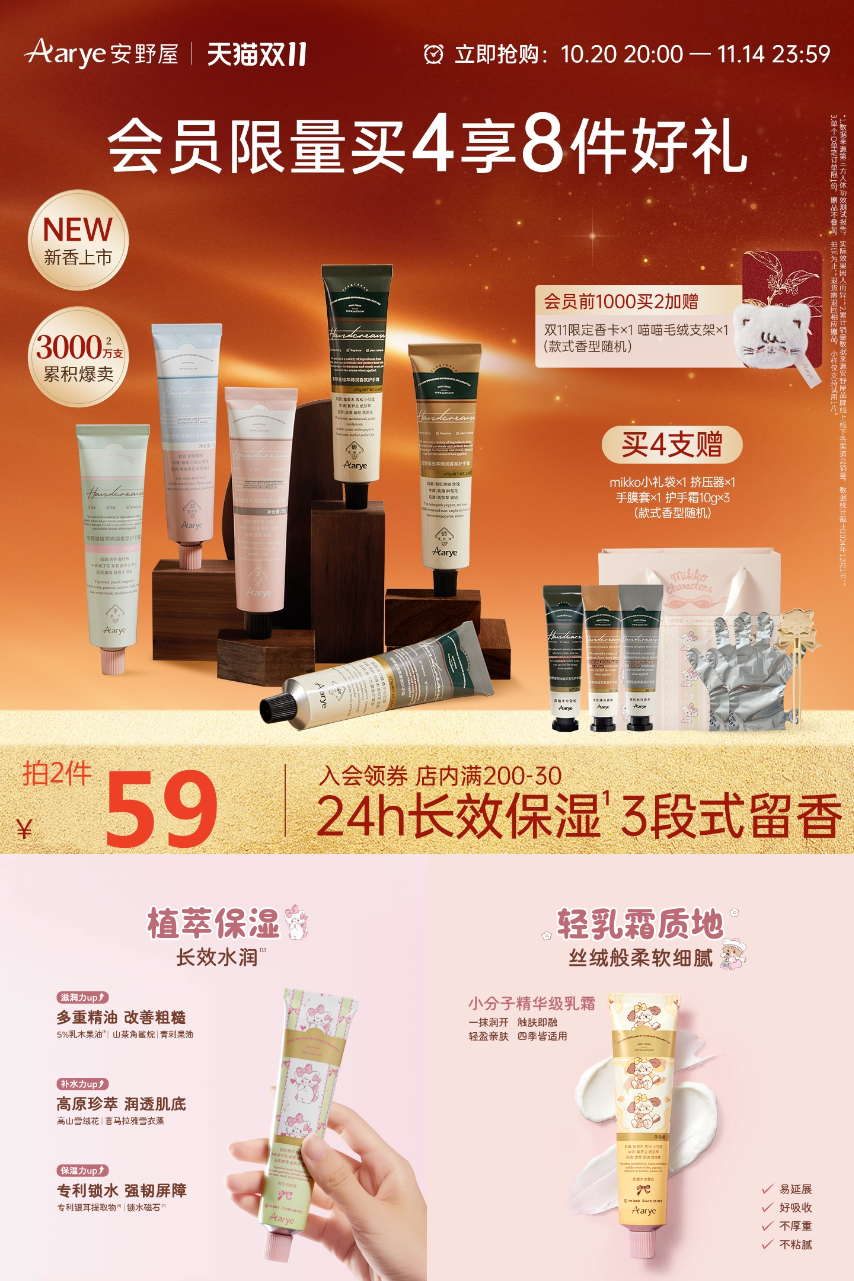 热销爆品：拍2件！安野屋铝管植萃香氛护手霜 福利价仅59元秒杀！