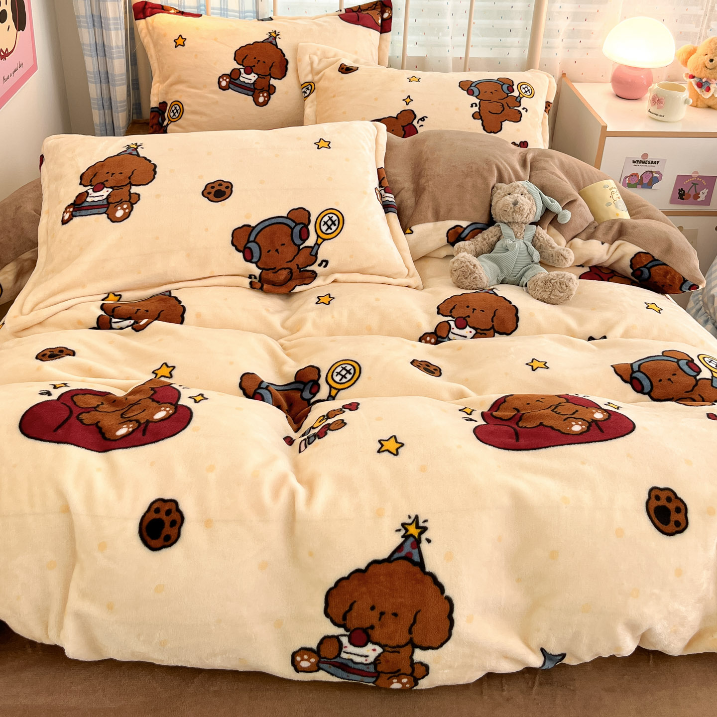 官方淘礼金补贴：A类牛奶绒四件套加厚双面加绒 福利价仅89元秒杀！